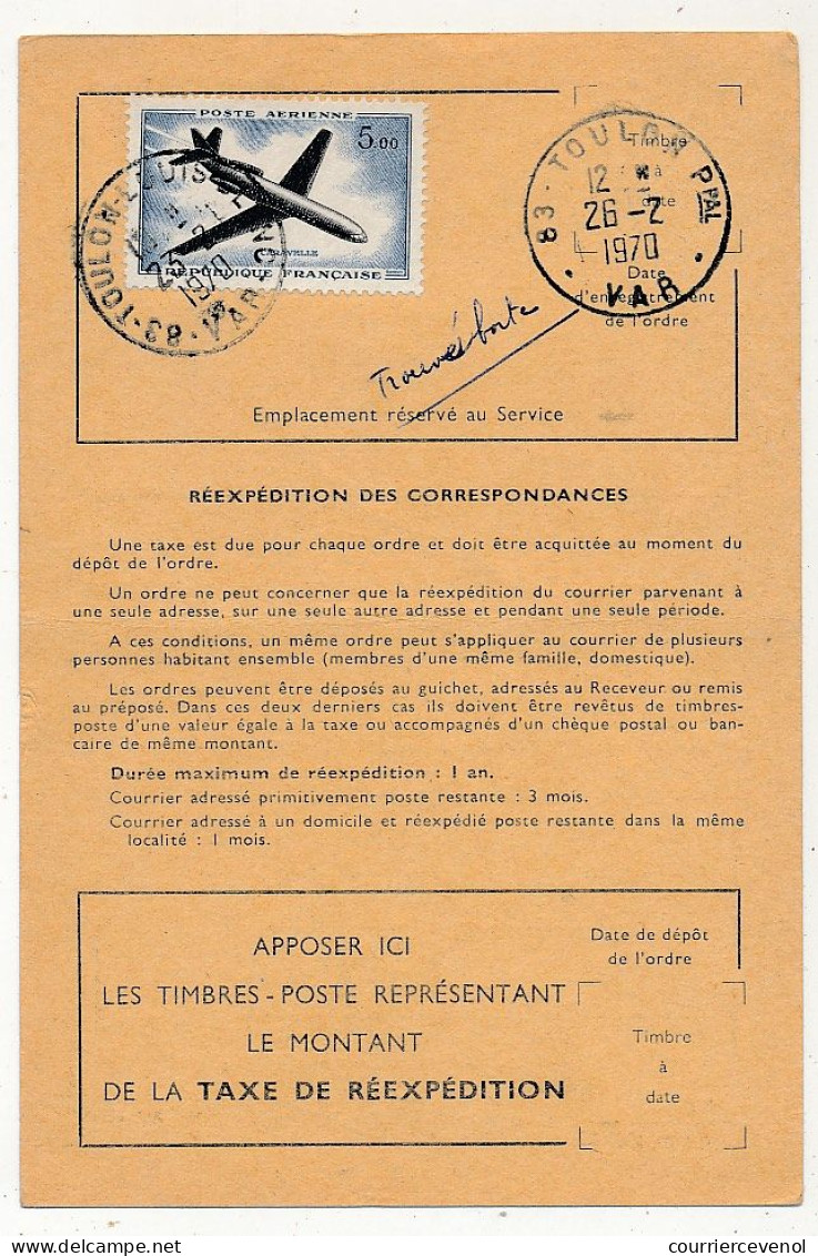 FRANCE - 6 Ordres De Réexpédition, Affranchis 5,00F Caravelle, Seul Ou En Affr. Composé - 1960-.... Covers & Documents