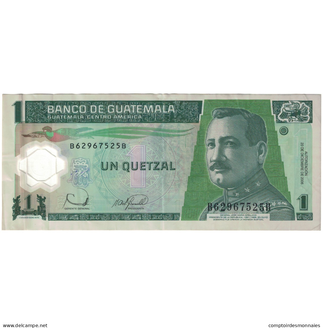 Billet, Guatemala, 1 Quetzal, 2006, 2006-12-20, KM:109, TB+ - Guatemala