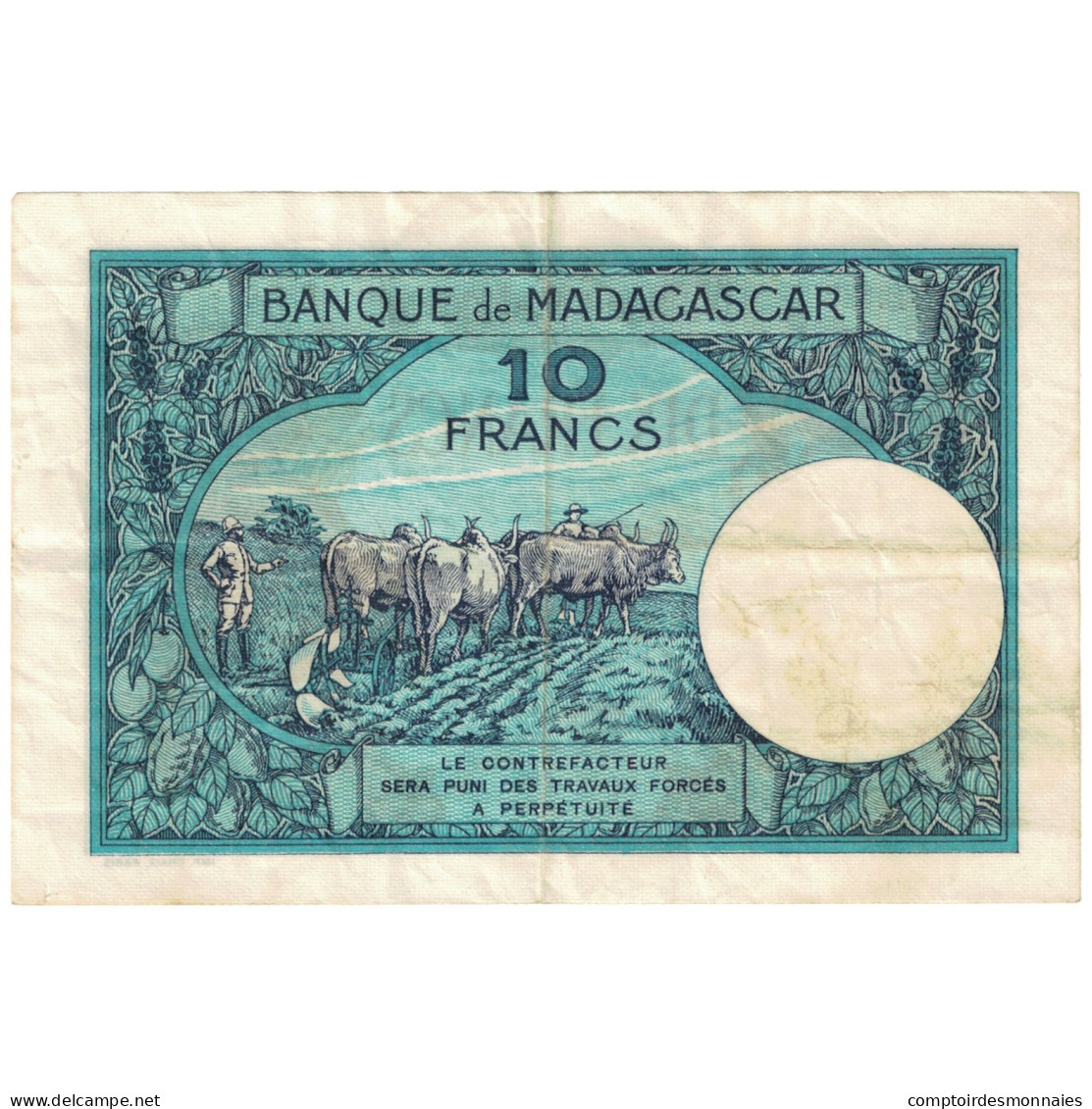 Billet, Madagascar, 10 Francs, 1937, KM:36, TB+ - Madagascar
