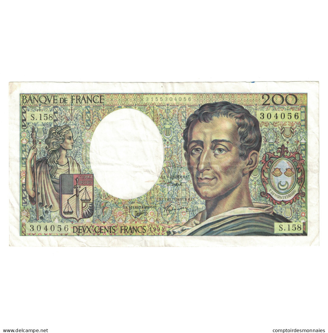 France, 200 Francs, Montesquieu, 1994, S.158304056, TTB, Fayette:70/2.1, KM:155f - 200 F 1981-1994 ''Montesquieu''