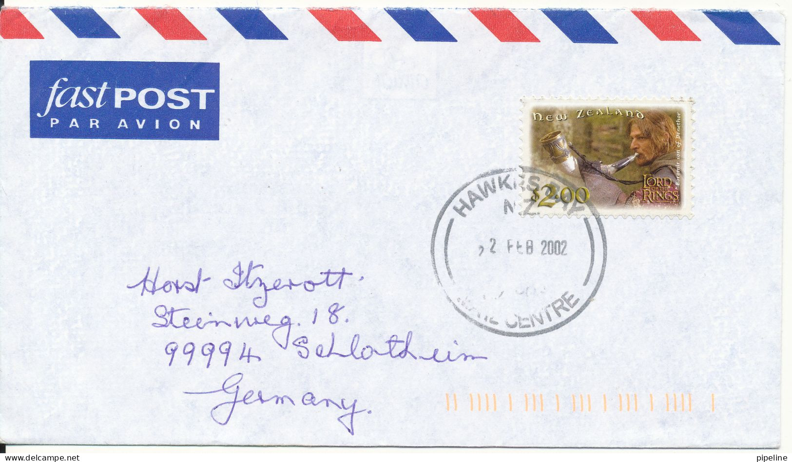 New Zealand Air Mail Cover Sent To Germany Hawkers Bay 22-2-2022 Single Franked - Poste Aérienne