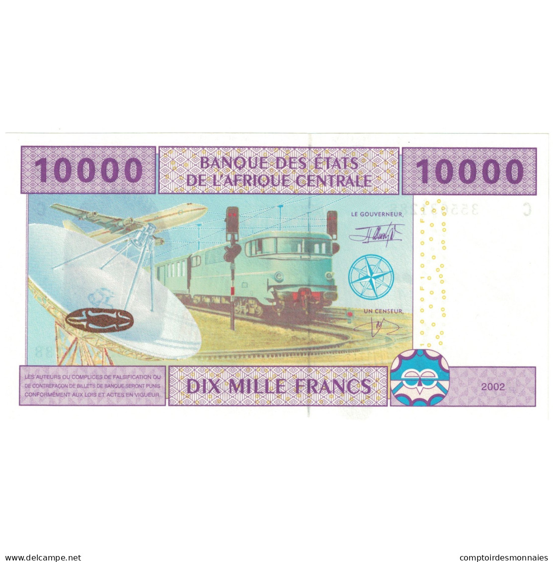 Billet, États De L'Afrique Centrale, 10,000 Francs, 2002, KM:110T, SUP+ - Gabon