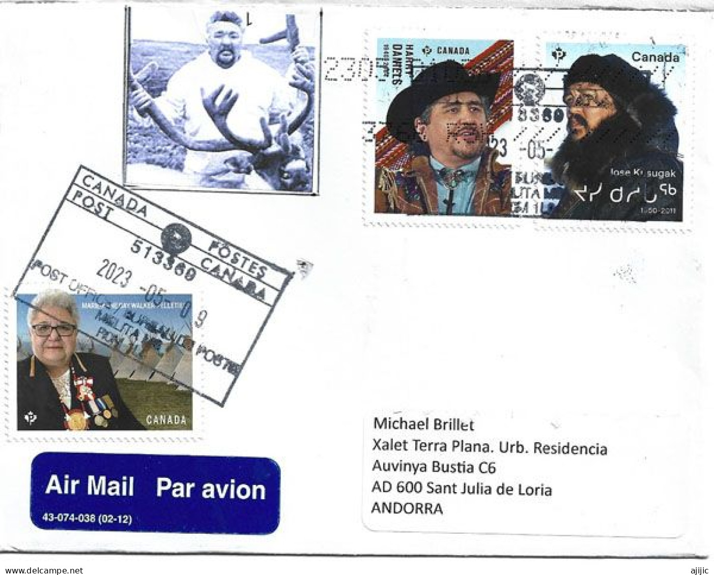 Jose Kusugak,Canada Indigenous Leader & Harry Daniels(for The Rights Of Métis People) Letter 2023 To Andorra (Principat) - Covers & Documents