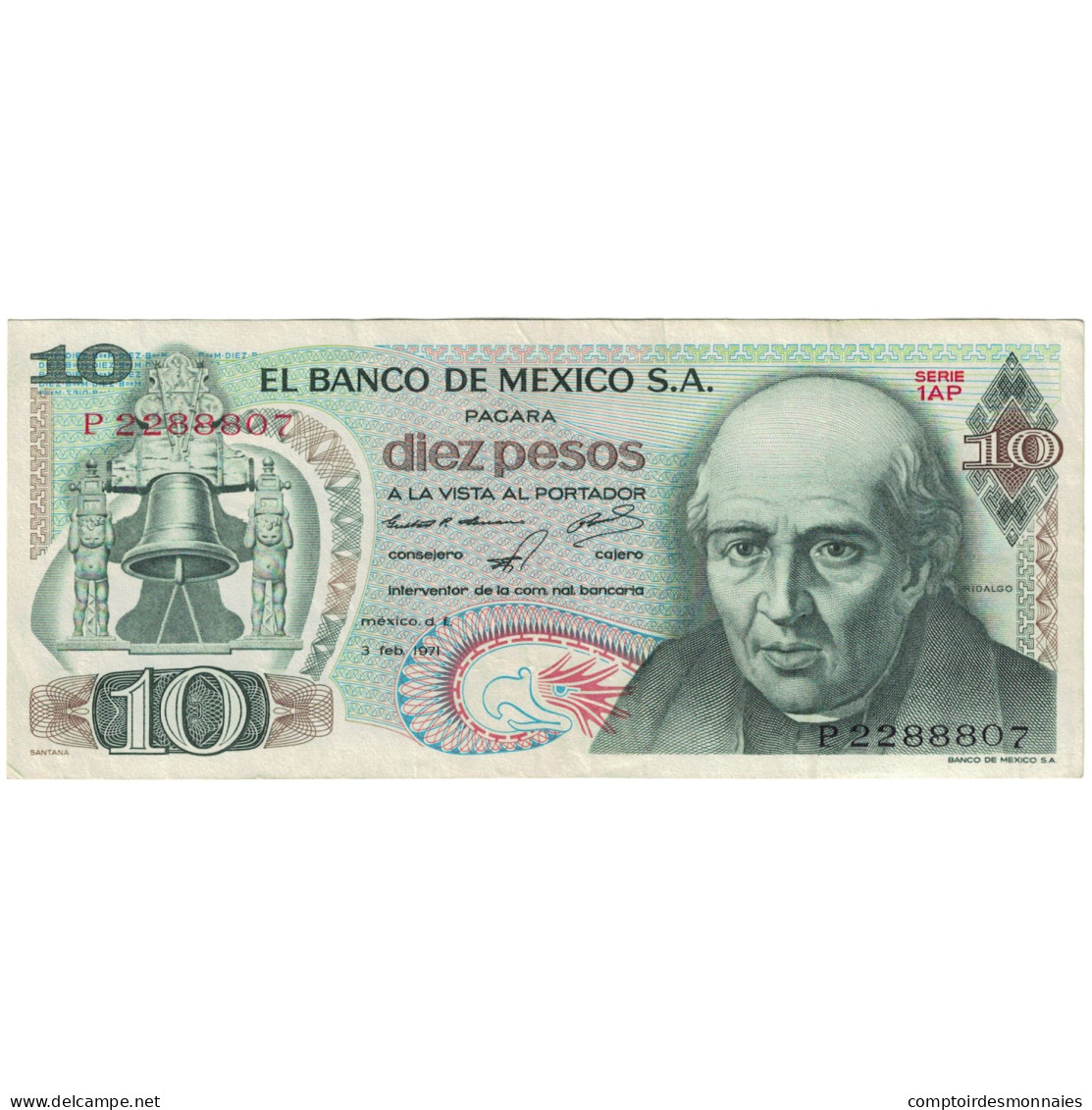 Billet, Mexique, 10 Pesos, 1971, 1971-02-03, KM:63d, TTB - Mexique