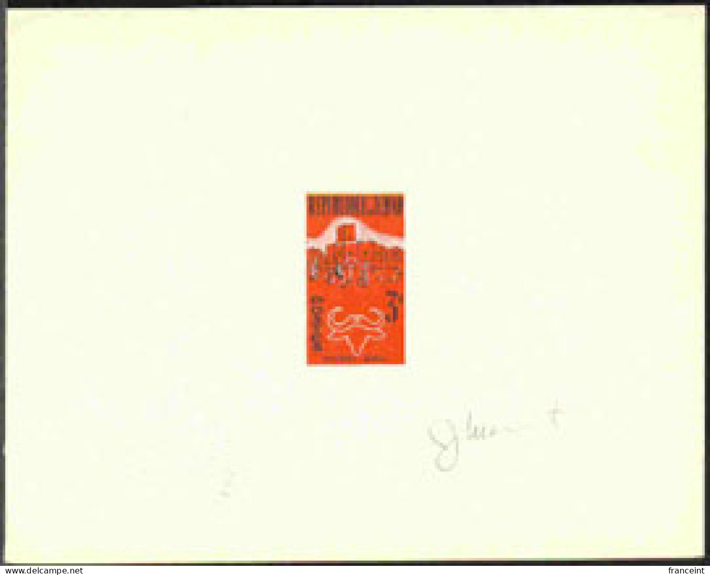 CHAD(1962) Buffalo. Die Proof In Red Signed By The Artist MIERMONT. 1st Anniversary Of Independence. Scott No 73,  - Tchad (1960-...)