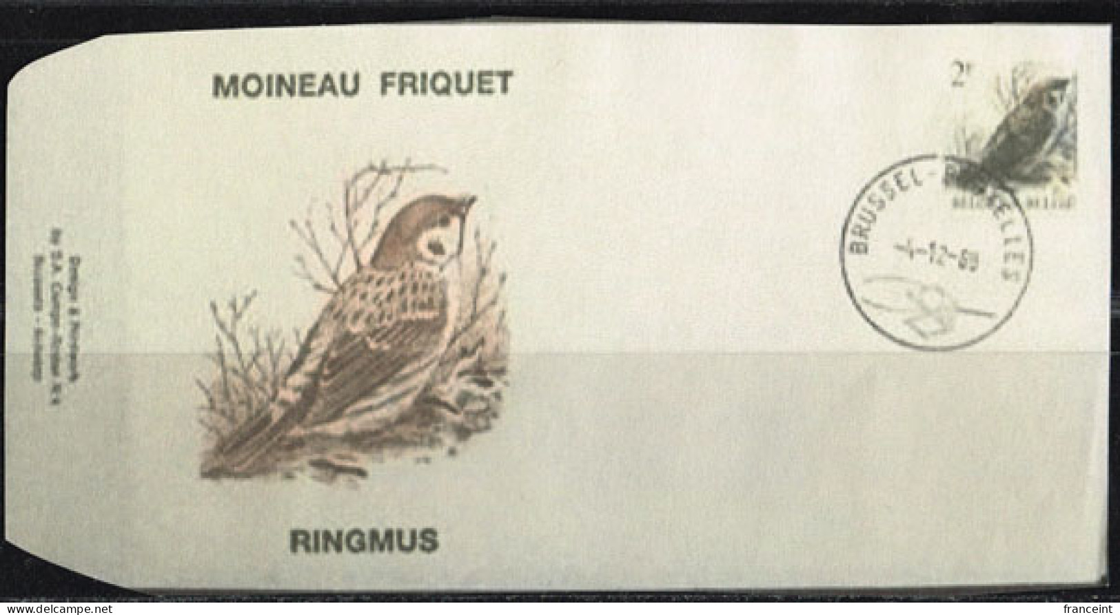 BELGIUM(1989) Eurasian Tree Sparrow (Passer Montanus). Die Proof In Black Signed By The Engraver. Scott No 1218. - Proeven & Herdruk