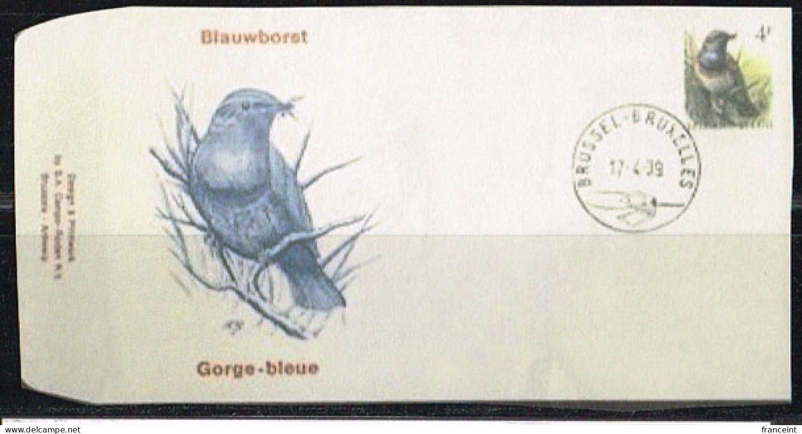 BELGIUM(1989) Bluethroat (Luscinia Svecica). Die Proof In Black Signed By The Engraver. Scott No 1222. - Proeven & Herdruk