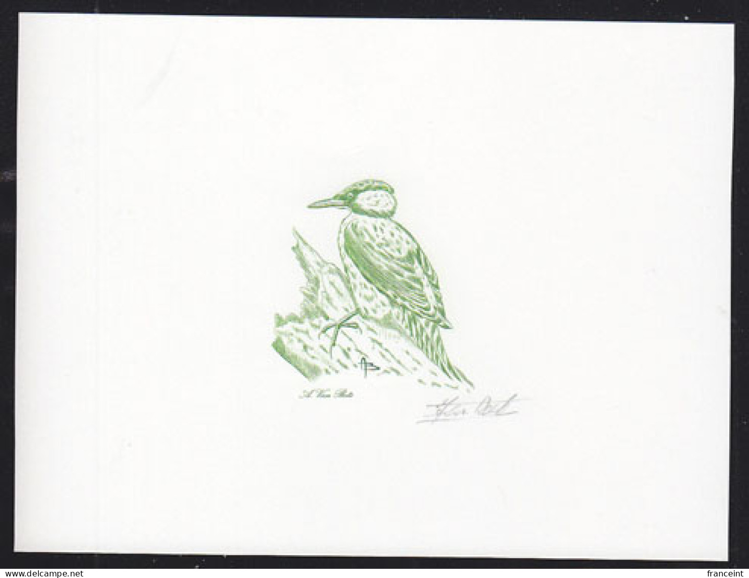 BELGIUM(1998) European Green Woodpecker (Picus Viridis). Die Proof In Green Signed By The Engraver. Scott No 1702. - Proofs & Reprints