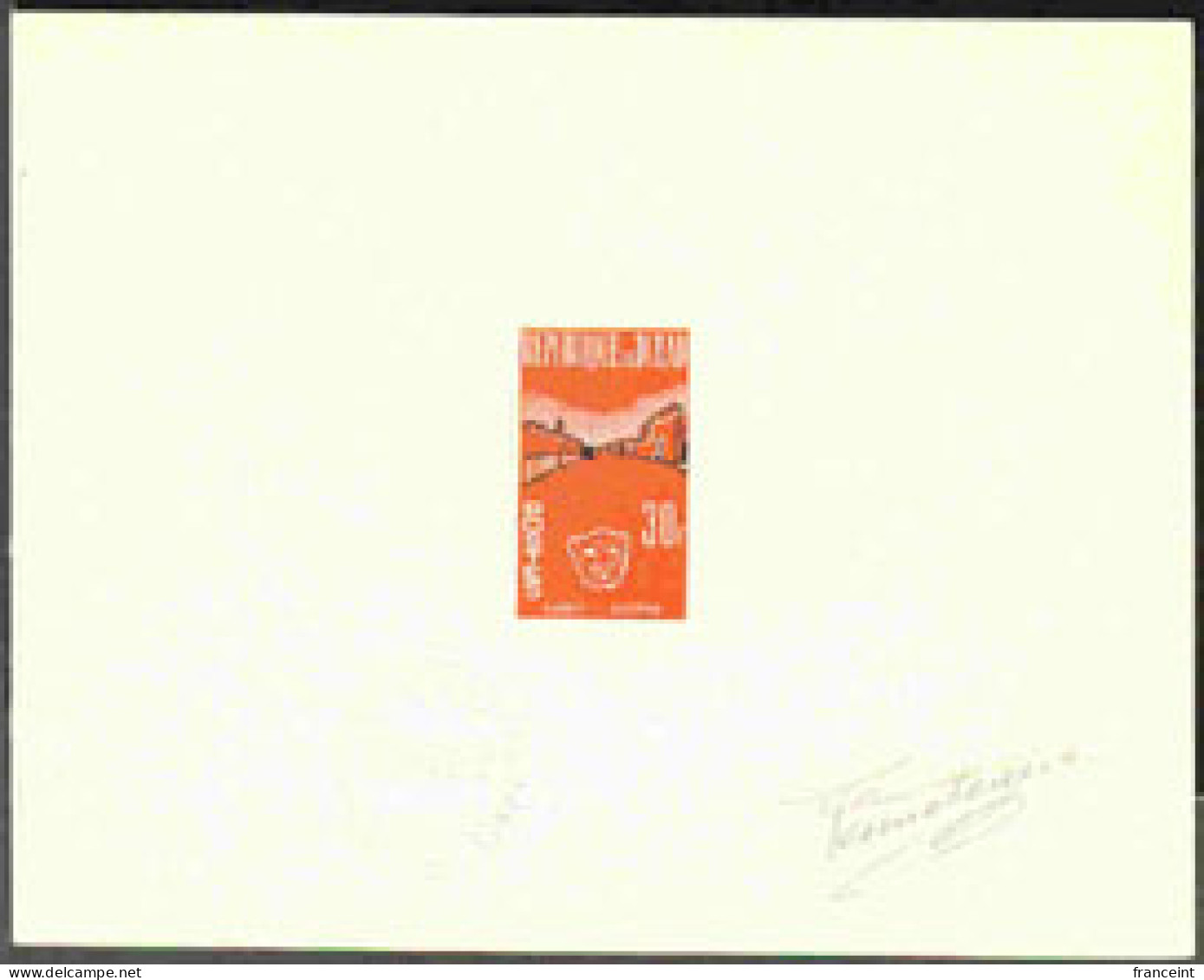 CHAD(1962) Cheetah. Die Proof In Red Signed By The Artist FENNETEAUX. 1st Anniversary Of Independence. Scott 80 - Tchad (1960-...)