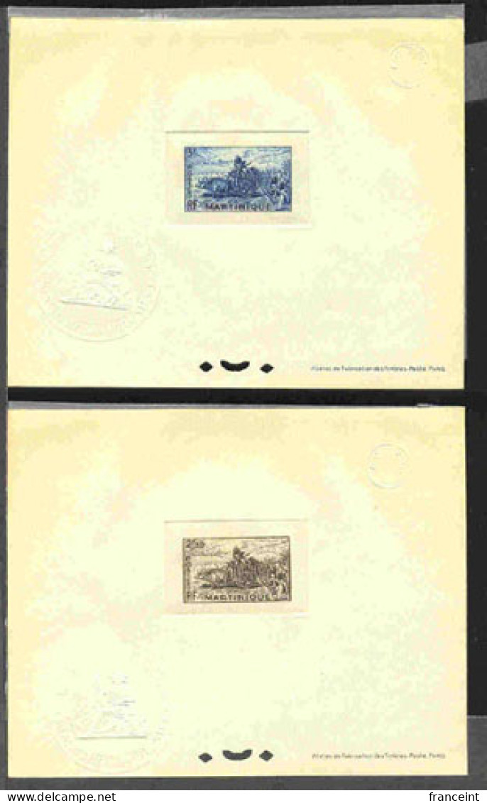 MARTINIQUE(1947) Gathering Sugar Cane. Set Of 3 Deluxe Sheets With Protective Glassine Overlays. Yvert 232-4. Scott 223- - Autres & Non Classés