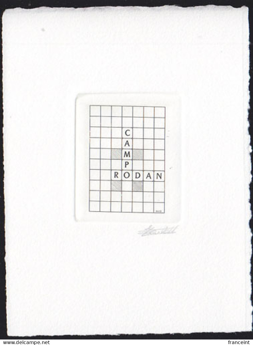 BELGIUM(1995) Scrabble. Die Proof In Black Signed By The Engraver, Representing The FDC Cachet. Scott No 1578. - Probe- Und Nachdrucke