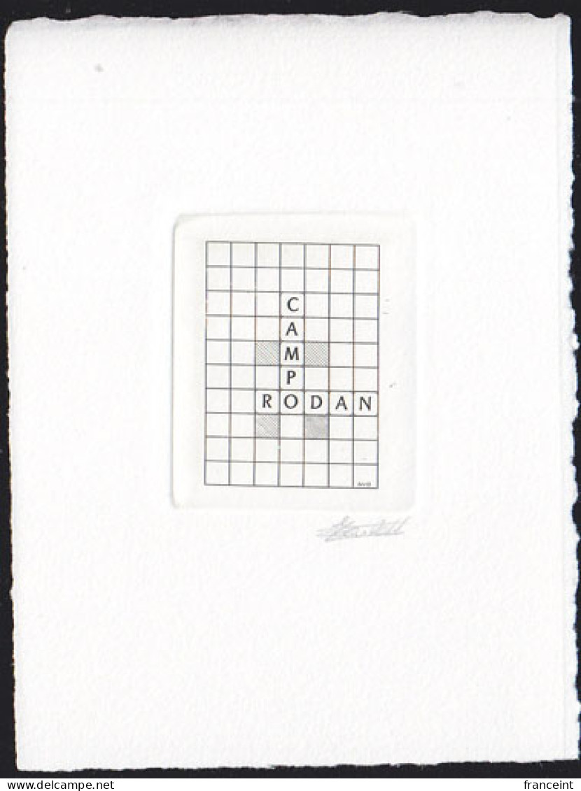 BELGIUM(1995) Scrabble. Die Proof In Black Signed By The Engraver, Representing The FDC Cachet. Scott No 1578. - Proeven & Herdruk