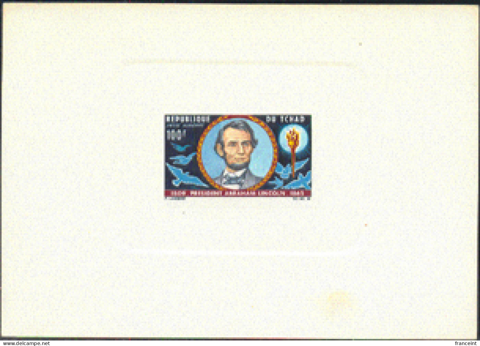 CHAD(1965) Lincoln. Deluxe Sheet. Scott No C22, Yvert No PA25. - Tchad (1960-...)