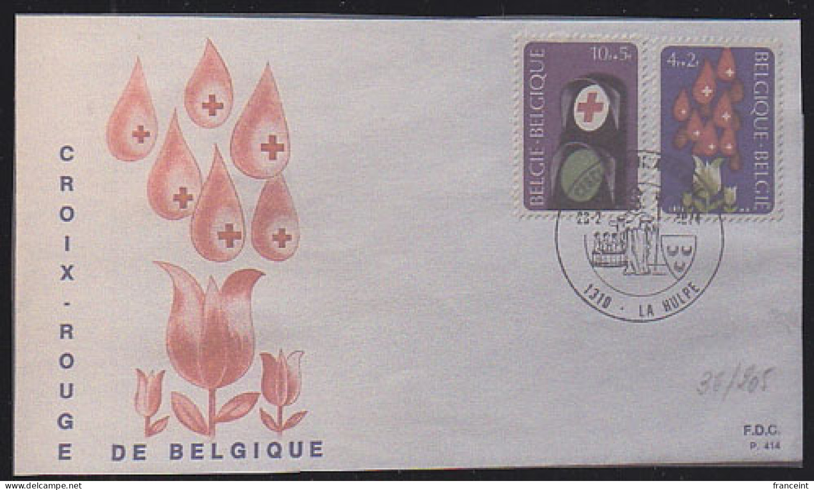 BELGIUM(1974) Drops Of Blood. Flower. Die Proof In Black Signed By The Engraver. Scott No B912. - Proofs & Reprints