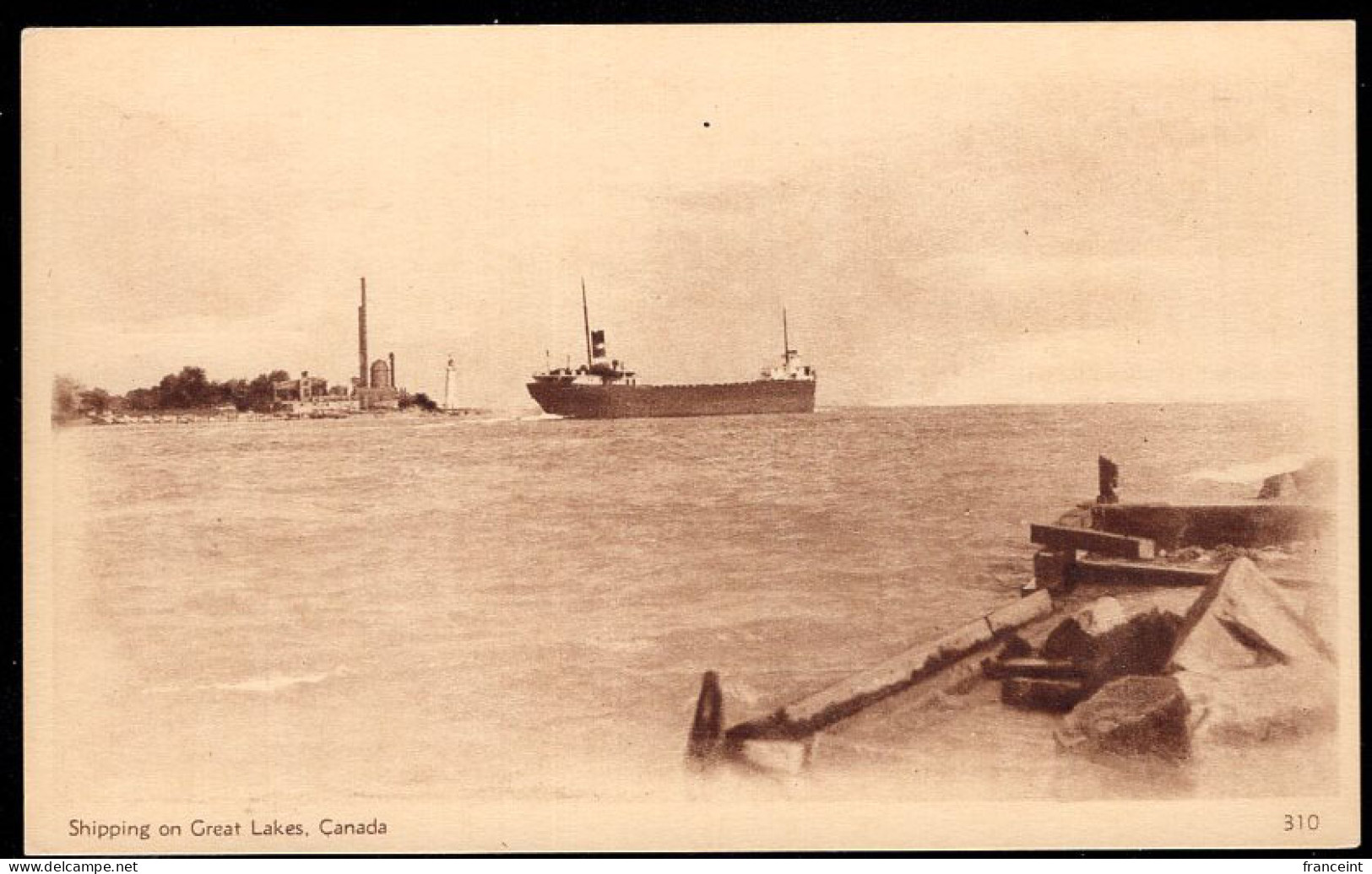 CANADA(1930) Shipping On The Great Lakes. 2 Cent Postal Card With Sepia Illustration. - 1903-1954 Rois