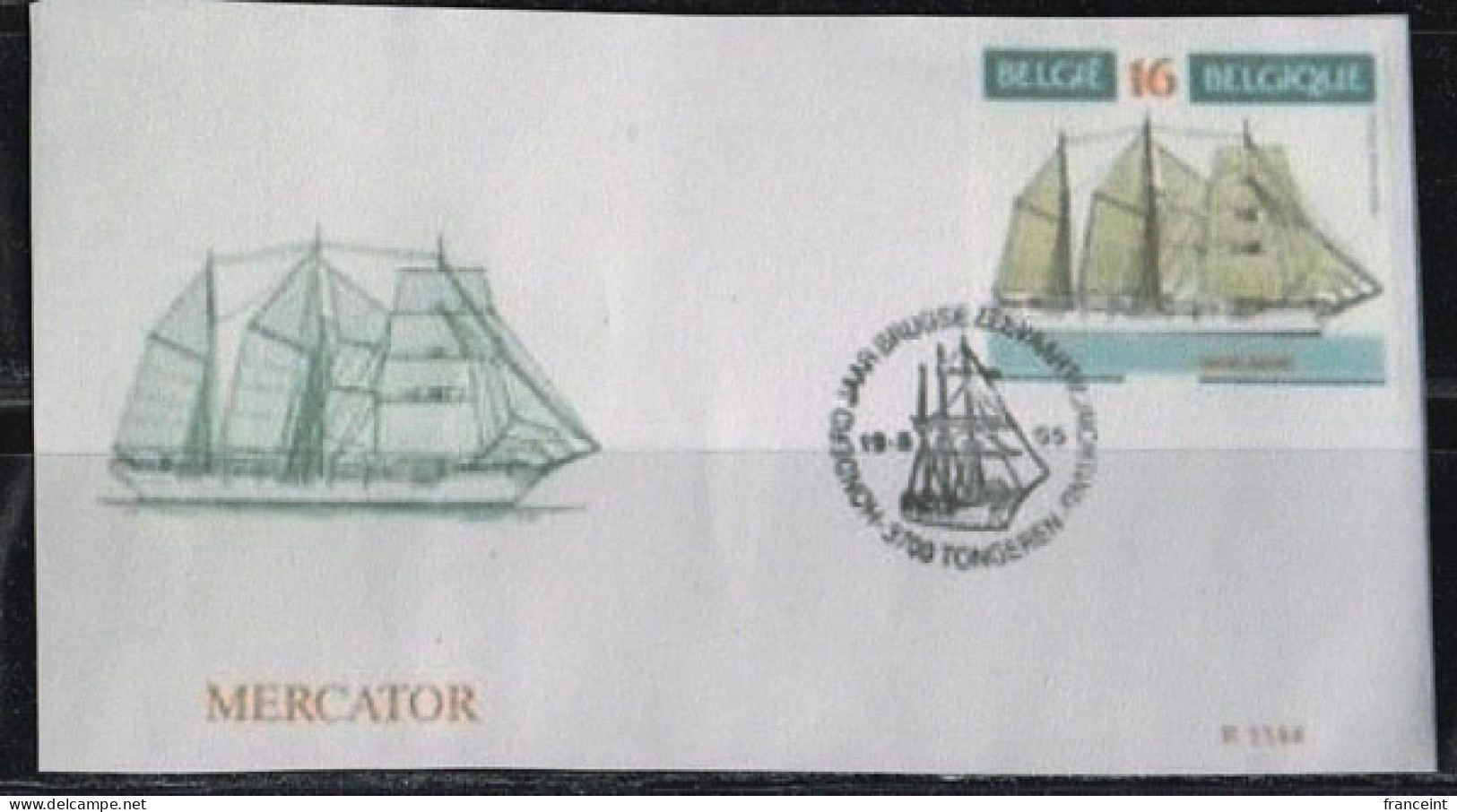 BELGIUM(1995) Sailing Ship Mercator. Die Proof In Black Signed By The Engraver. Scott No 1590.  - Probe- Und Nachdrucke