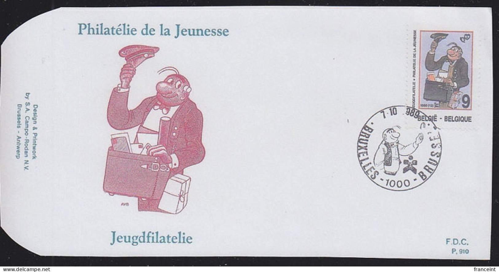 BELGIUM(1989) "Mr. Nibbs. Die Proof In Black Signed By The Engraver, Representing The FDC Cachet. Scott No 1328. - Proofs & Reprints