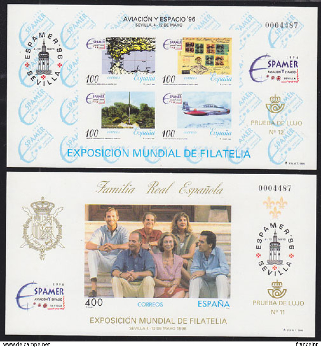 SPAIN(1996) Espamer 1996 Philatelic Conference. Set Of 2 Imperforate Souvenir Sheets. Scott Nos 2851-2. - Fogli Ricordo