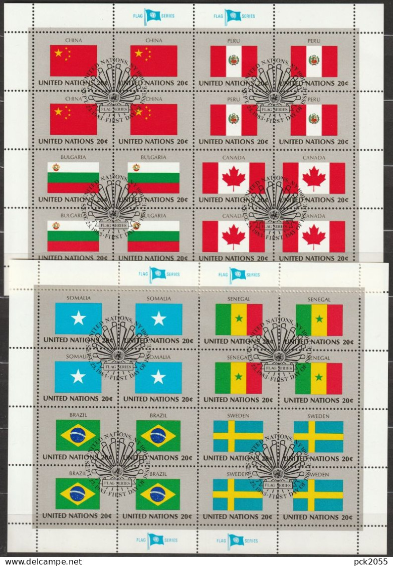 UNO New York 1983 MiNr.422 - 437 O Gestempelt 4 Kleinbogen  Flaggen Der UNO- Mitgliedsstaaten ( Dg 334)günstiger Versand - Used Stamps