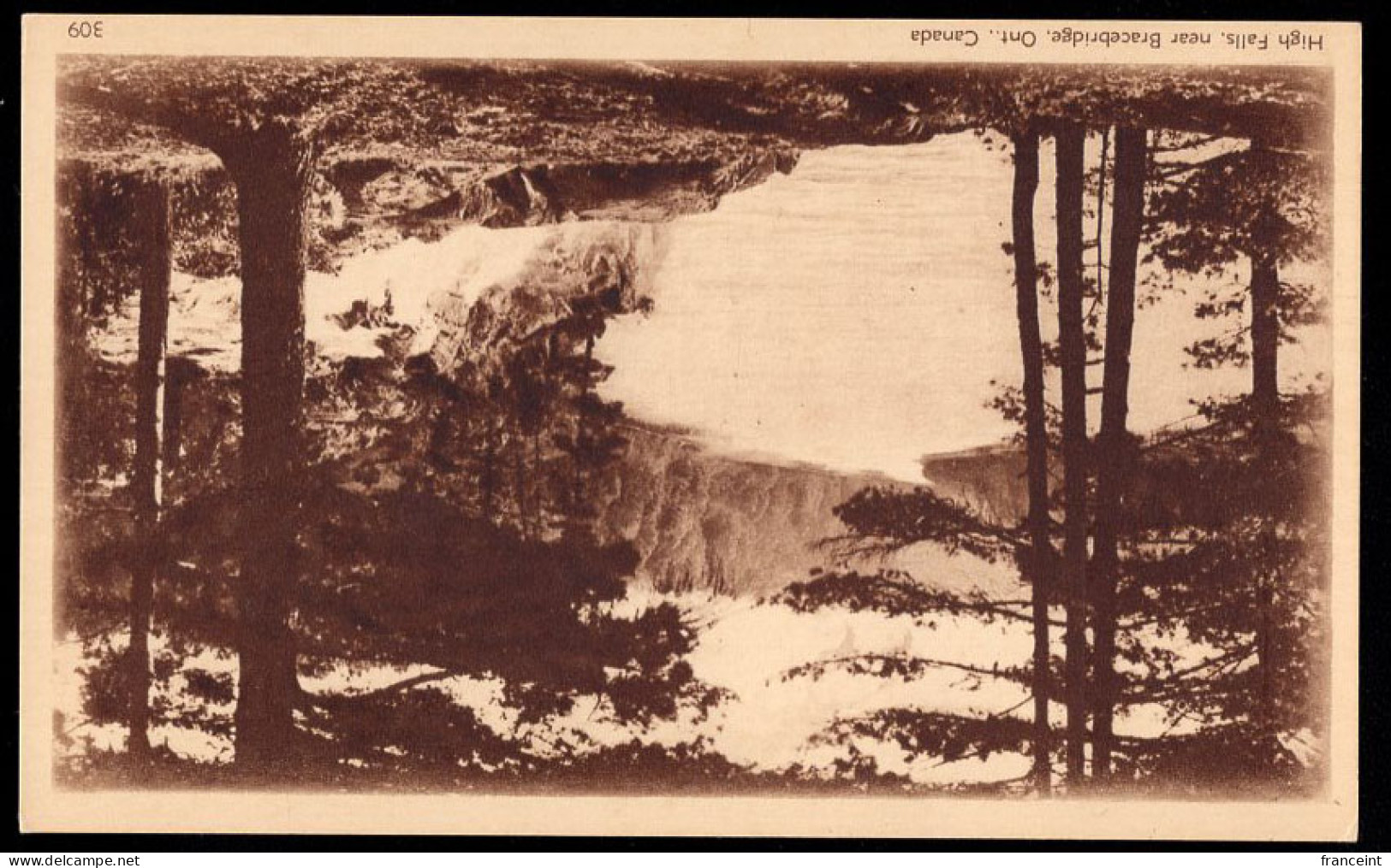 CANADA(1930) High Falls. 2 Cent Postal Card With Sepia Illustration. Bracebridge, Ont. - 1903-1954 Reyes