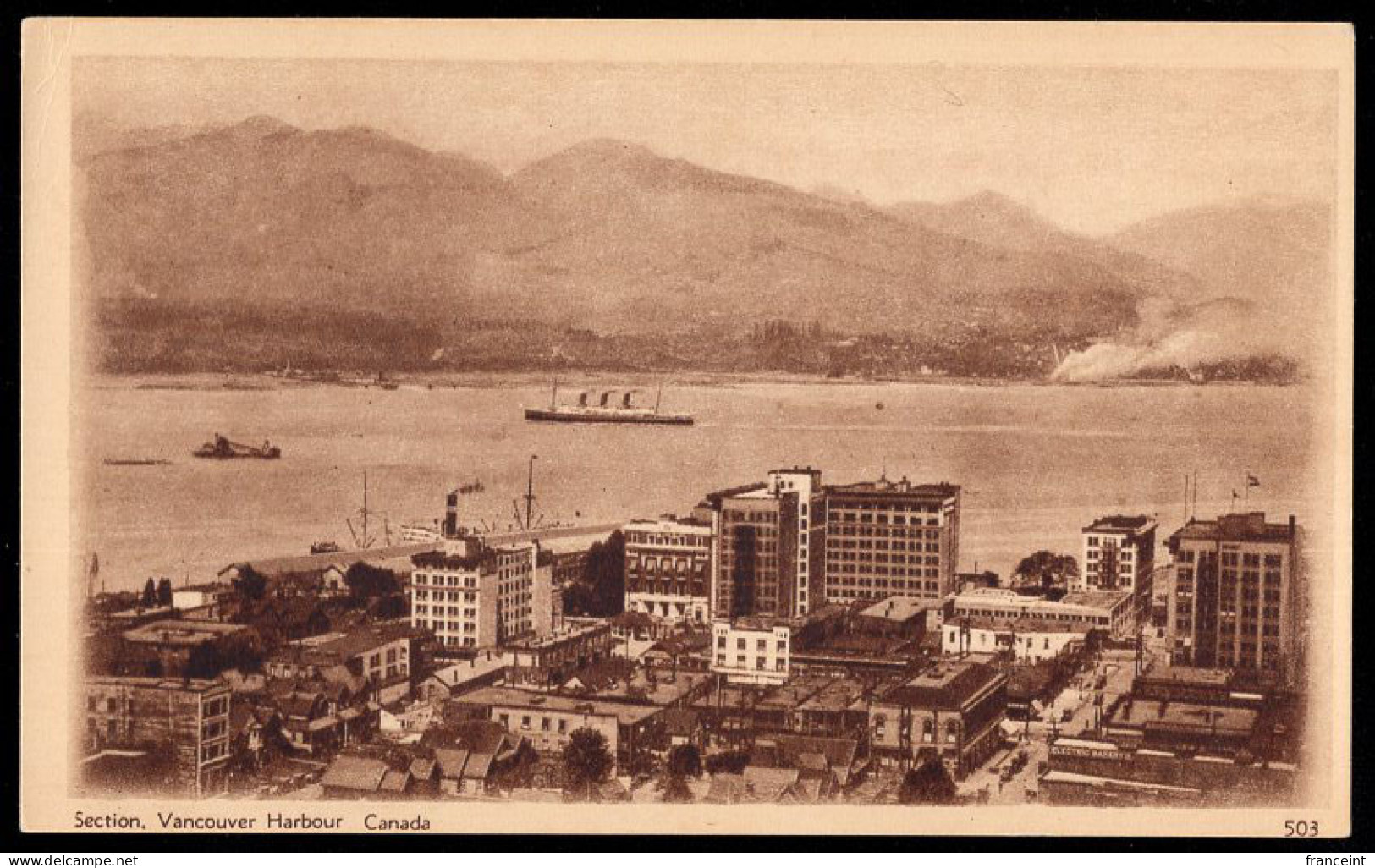 CANADA(1930) Vancouver Harbor. 2 Cent Postal Card With Sepia Illustration. Vancouver, B.C. - 1903-1954 Rois