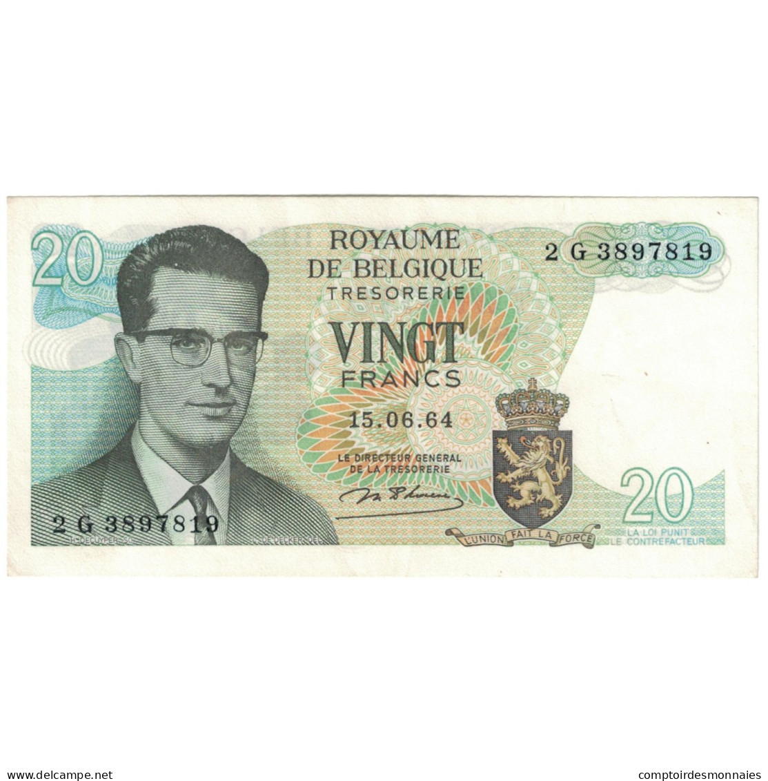 Billet, Belgique, 20 Francs, 1964, 1964-06-15, KM:138, SUP - 20 Francos