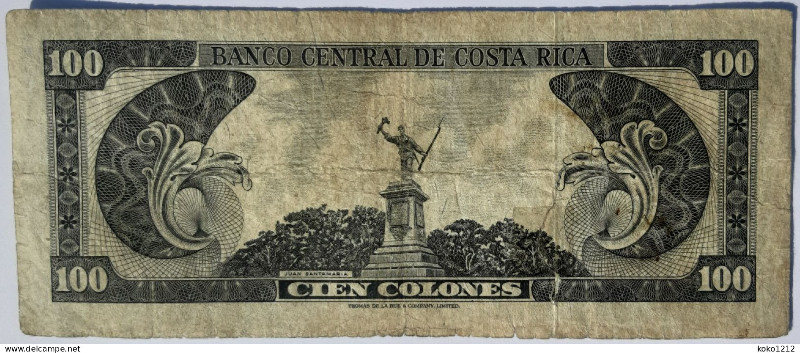 Costa Rica 100 Colones 27.8.1968 P234a Serie C VF - Costa Rica