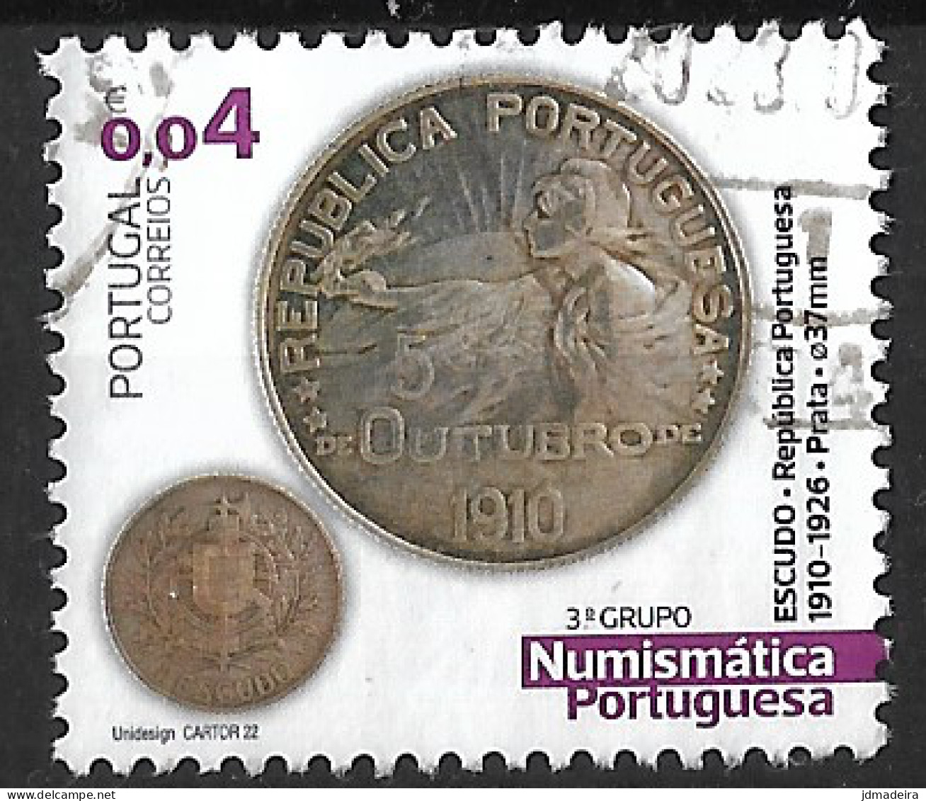 Portugal – 2022 Coins 0,04 Used Stamp - Oblitérés