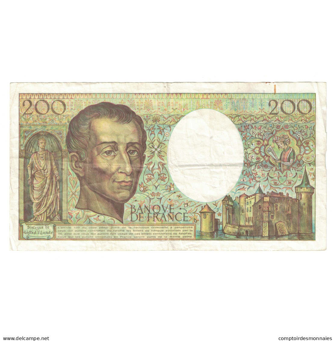 France, 200 Francs, Montesquieu, 1990, G.100802192, TB+, Fayette:70.10b, KM:155d - 200 F 1981-1994 ''Montesquieu''