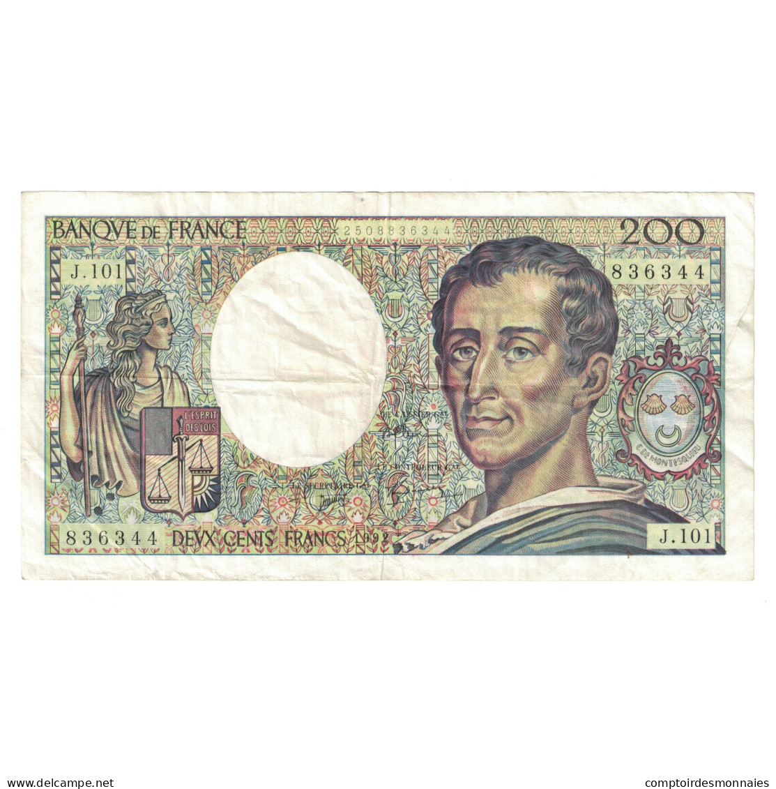 France, 200 Francs, Montesquieu, 1992, J.1018363344, TB, Fayette:70BIS01 - 200 F 1981-1994 ''Montesquieu''