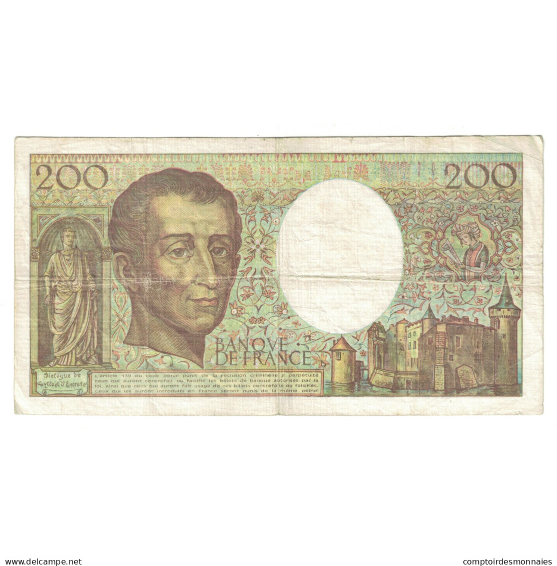 France, 200 Francs, Montesquieu, 1990, B.094762173, TB, Fayette:70.10b, KM:155d - 200 F 1981-1994 ''Montesquieu''