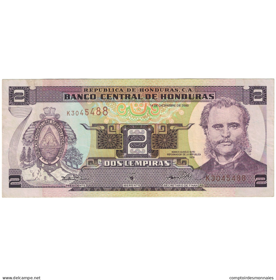 Billet, Honduras, 2 Lempiras, 2000, 2000-12-14, KM:80Ab, TB - Honduras