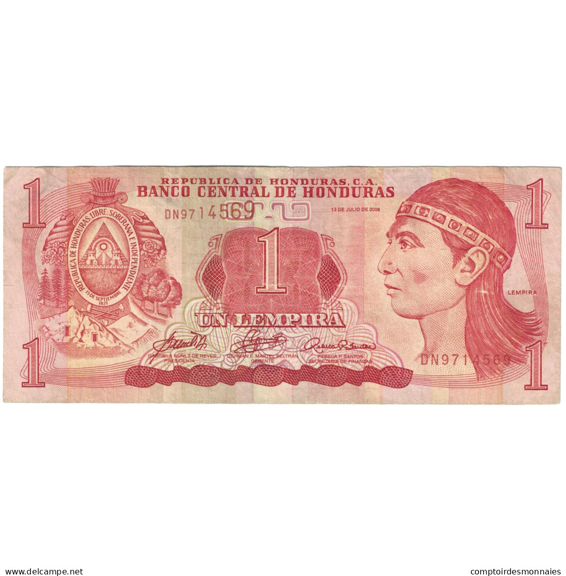 Billet, Honduras, 1 Lempira, 2006, 2006-07-13, KM:84e, TB - Honduras