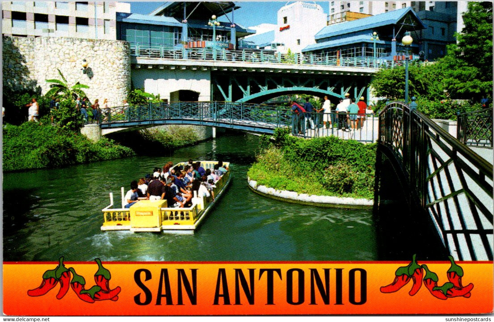 Texas San Antonio Riverwalk Showing Riverboat Taxi - San Antonio