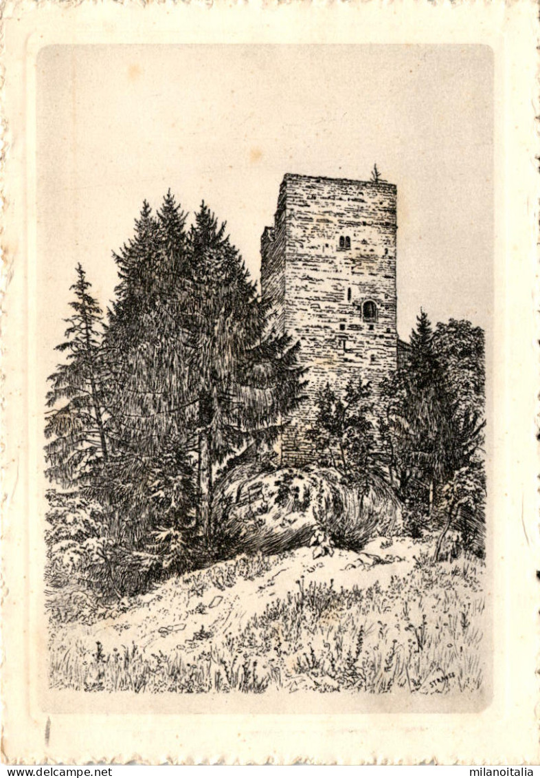 Ruine Jörgenberg (bei Waltensburg) (32) * 7. 7. 1935 - Präge-Passepartout - Waltensburg/Vuorz