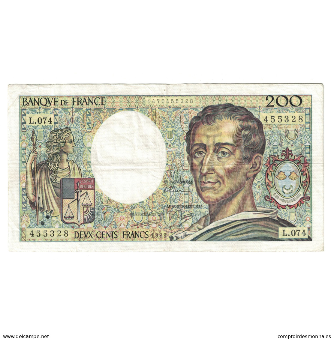 France, 200 Francs, Montesquieu, 1989, L.074455328, TTB, Fayette:70.09, KM:155c - 200 F 1981-1994 ''Montesquieu''