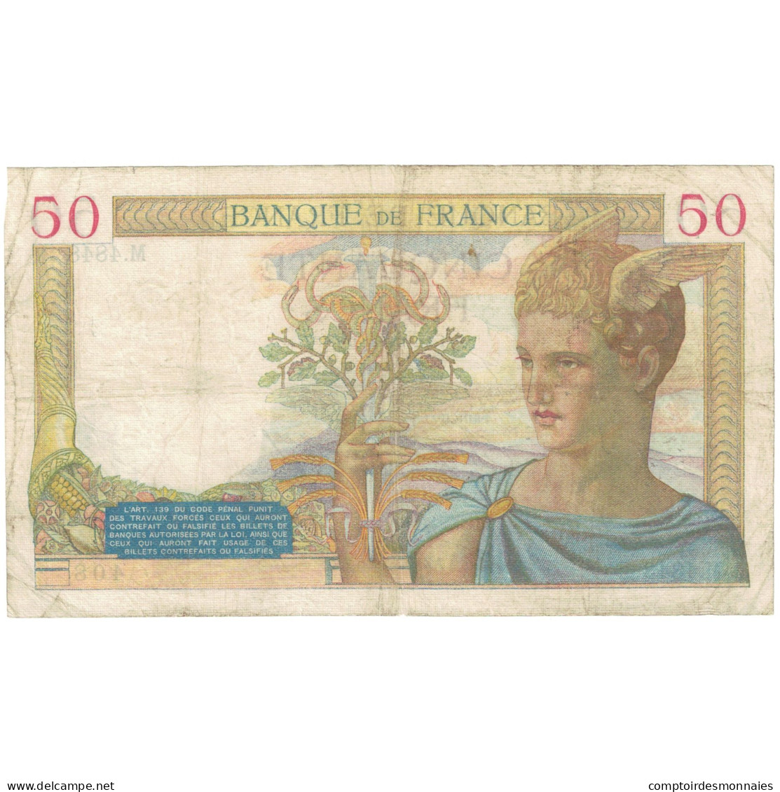 France, 50 Francs, Cérès, 1936, M.4848, TB, Fayette:17.29, KM:81 - 50 F 1934-1940 ''Cérès''