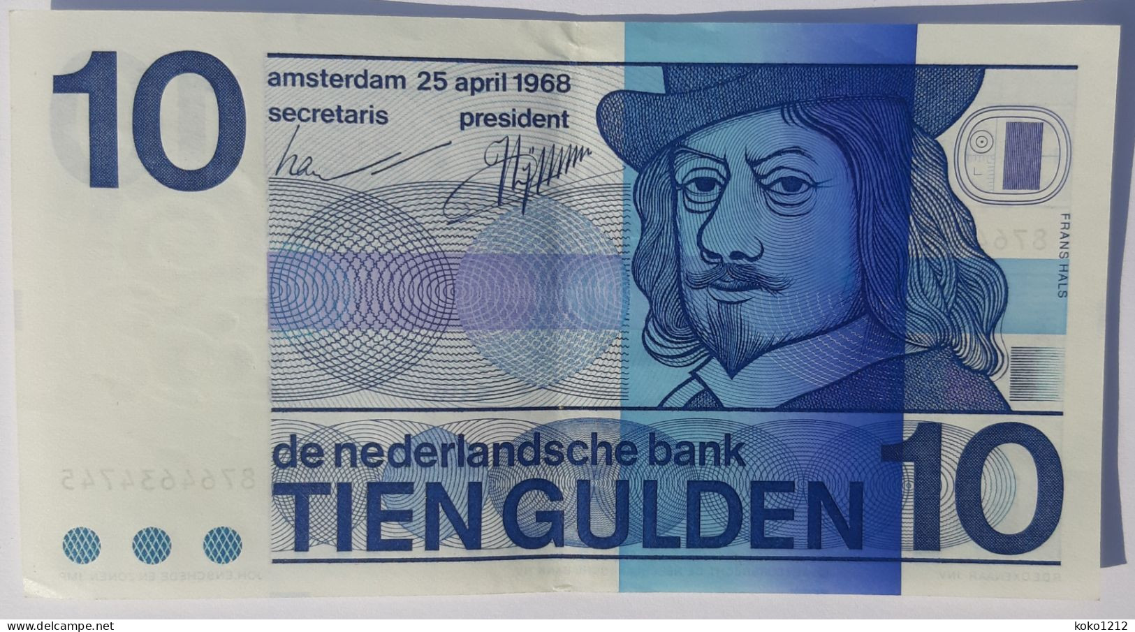Netherlanths 10 Gulden 1968 AU- - 10 Florín Holandés (gulden)