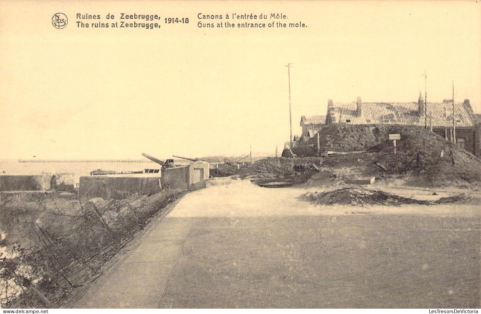 BELGIQUE - ZEEBRUGGE - Ruines - Canons à L'entrée Du Môle 1914 1918 - Carte Postale Ancienne - Zeebrugge