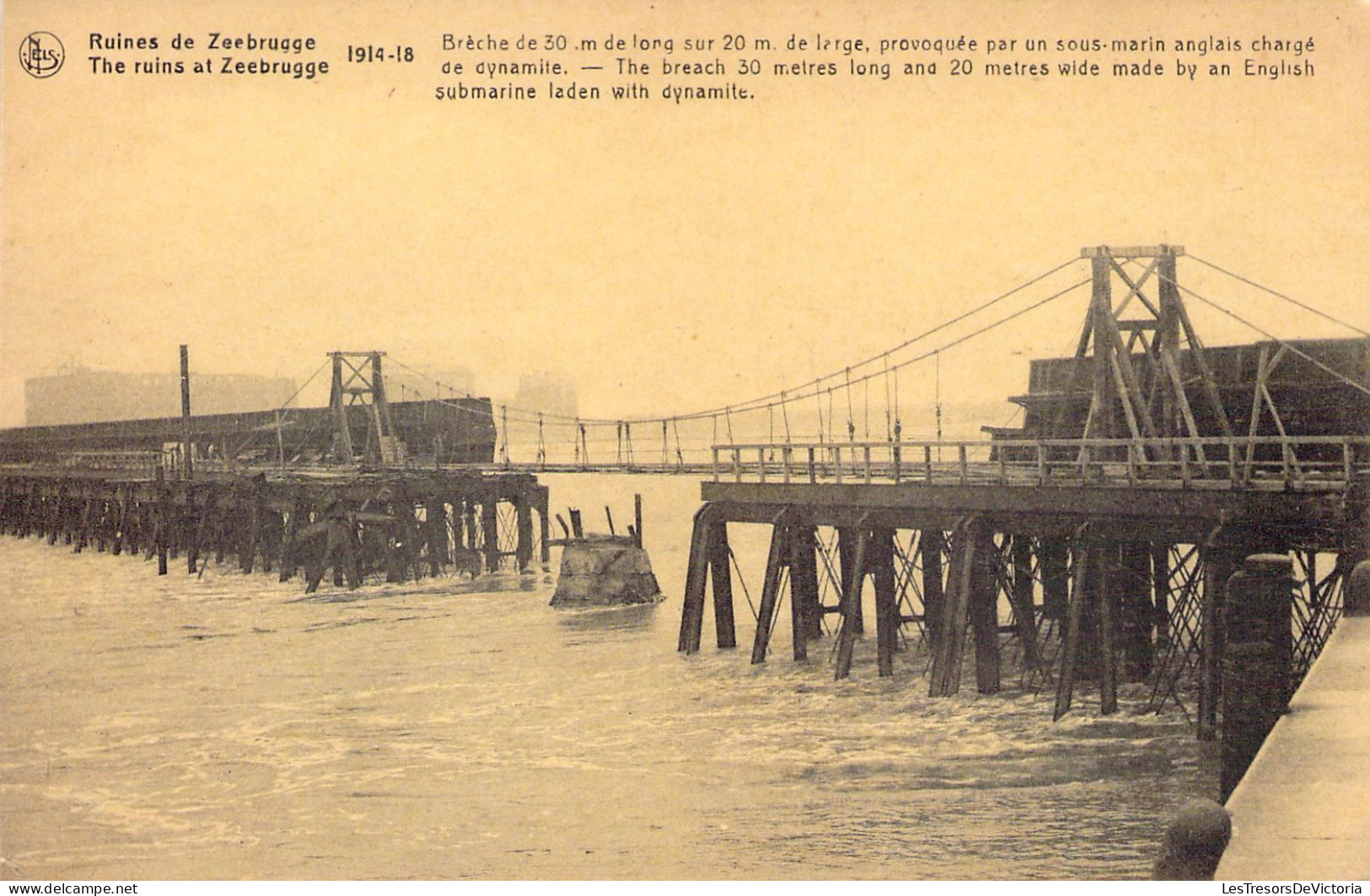 BELGIQUE - ZEEBRUGGE - Ruines - Brèche De 30m De Long Et 20 De Large - Sous Marin Anglais - Carte Postale Ancienne - Zeebrugge