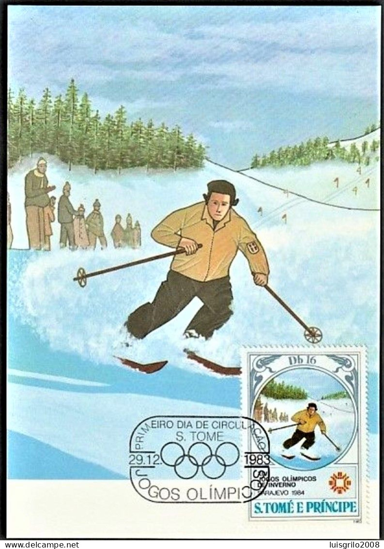 S. Tomé E Princípe R.D. 1983 - Jogos Olímpicos De Inverno, Sarajevo 1984 -|- Maximum Postcard - Santo Tomé Y Príncipe