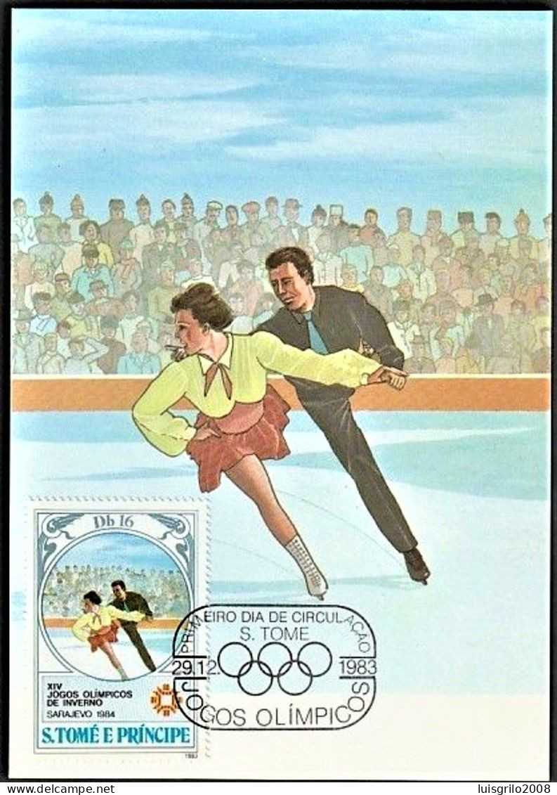 S. Tomé E Princípe R.D. 1983 - Jogos Olímpicos De Inverno, Sarajevo 1984 -|- Maximum Postcard - Santo Tomé Y Príncipe