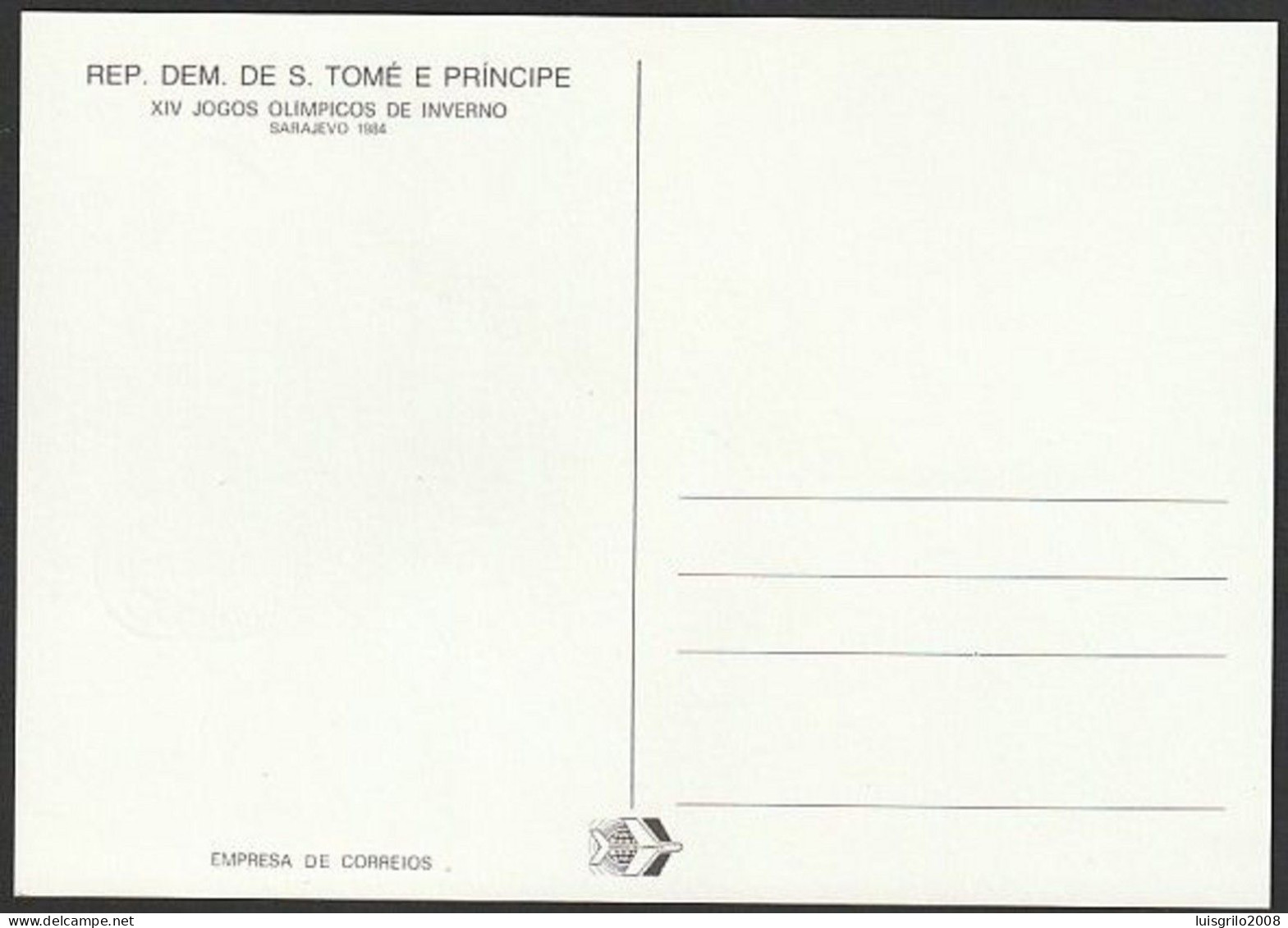 S. Tomé E Princípe R.D. 1983 - Jogos Olímpicos De Inverno, Sarajevo 1984 -|- Maximum Postcard - Sao Tome And Principe