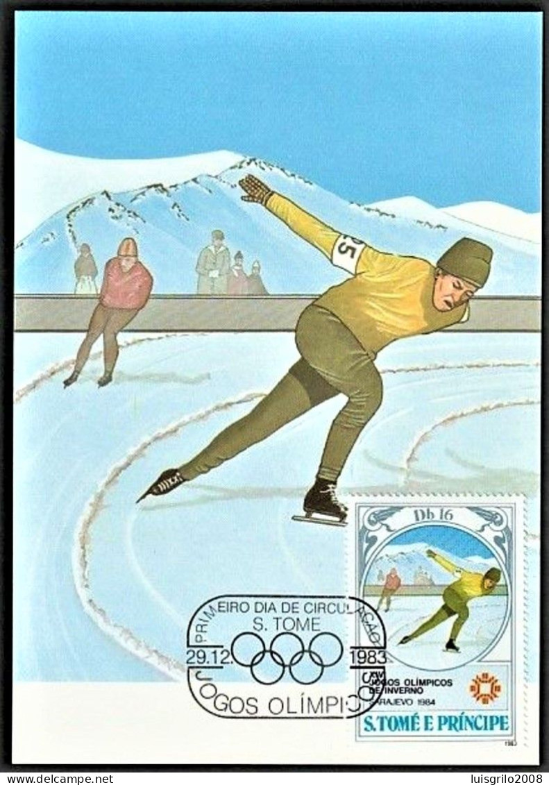 S. Tomé E Princípe R.D. 1983 - Jogos Olímpicos De Inverno, Sarajevo 1984 -|- Maximum Postcard - Sao Tome And Principe