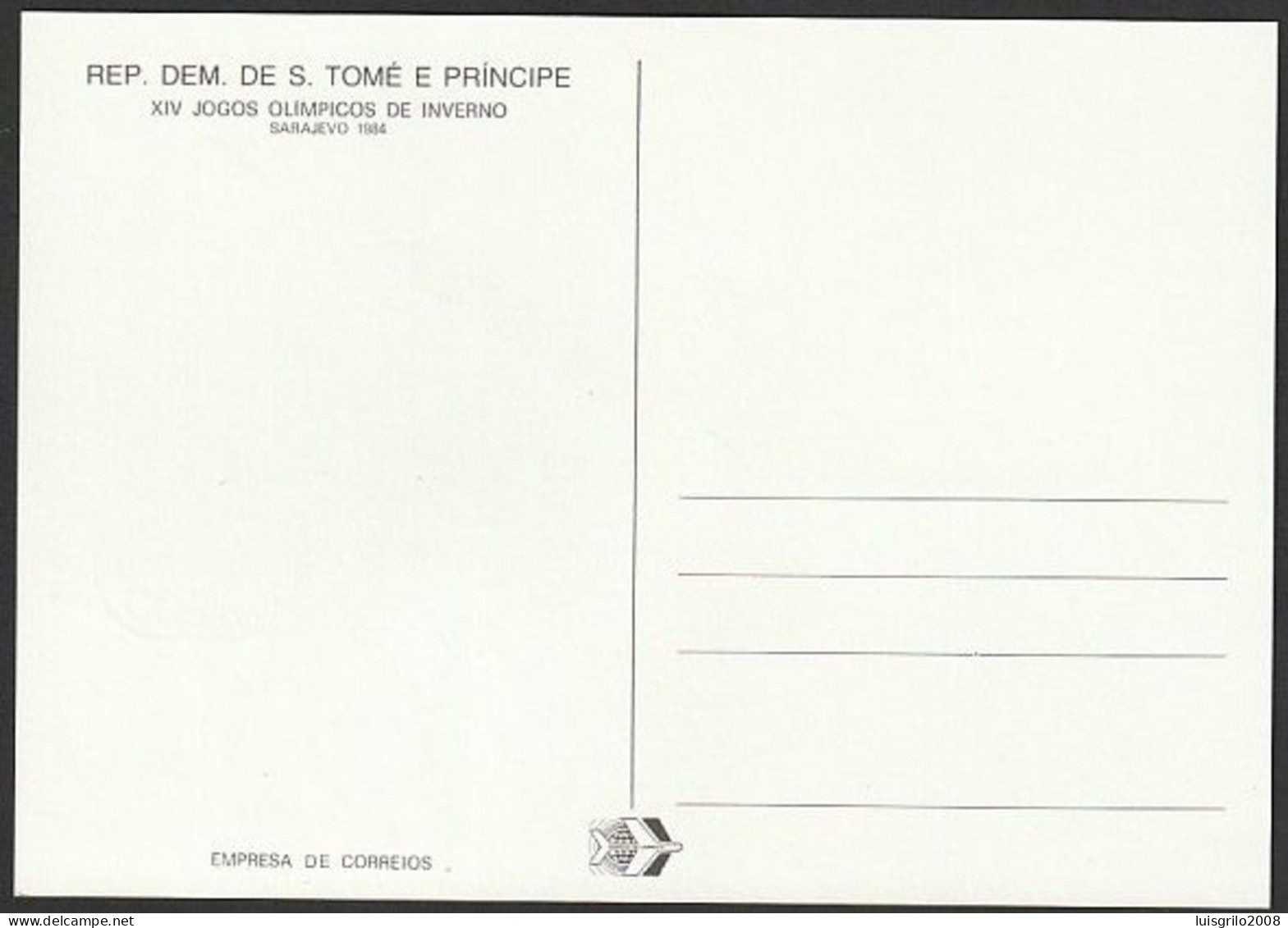 S. Tomé E Princípe R.D. 1983 - Jogos Olímpicos De Inverno, Sarajevo 1984 -|- Maximum Postcard - Sao Tome En Principe