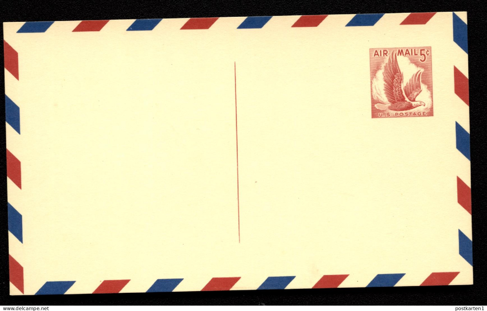 UXC3var Air Mail Postal Card THINNED DIVIDING LINE BOTTOM Mint 1960 Cat.$45.00 - 1941-60