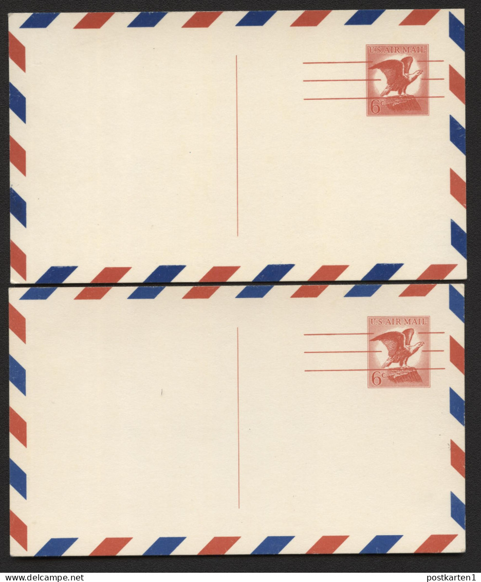 UXC4 Air Mail Postal Card VARIANTS OF FLUORESCENSE Mint Vf 1963 - 1941-60