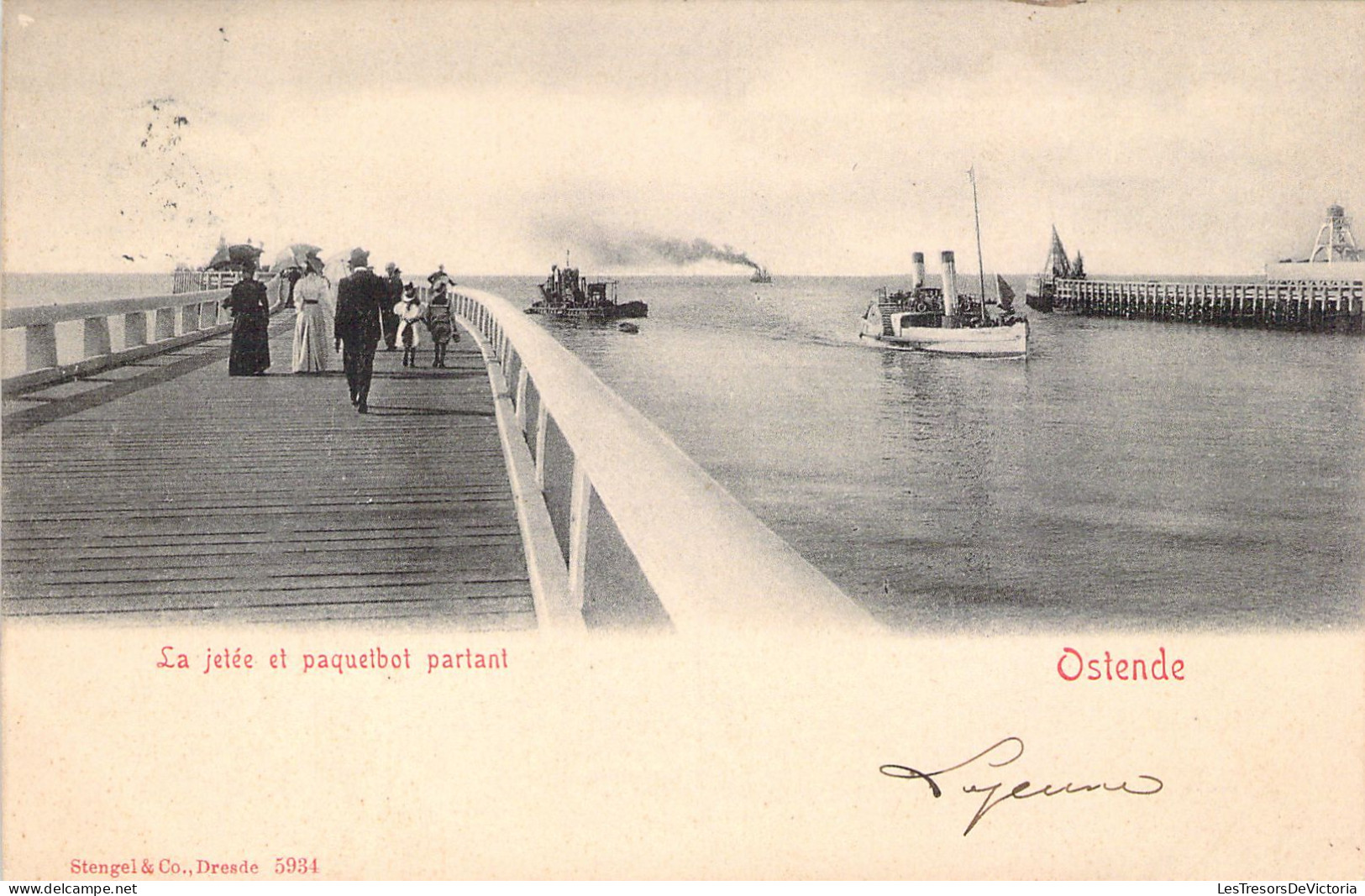 BELGIQUE - OSTENDE - La Jetée Et Paquebot Partant - Carte Postale Ancienne - Oostende