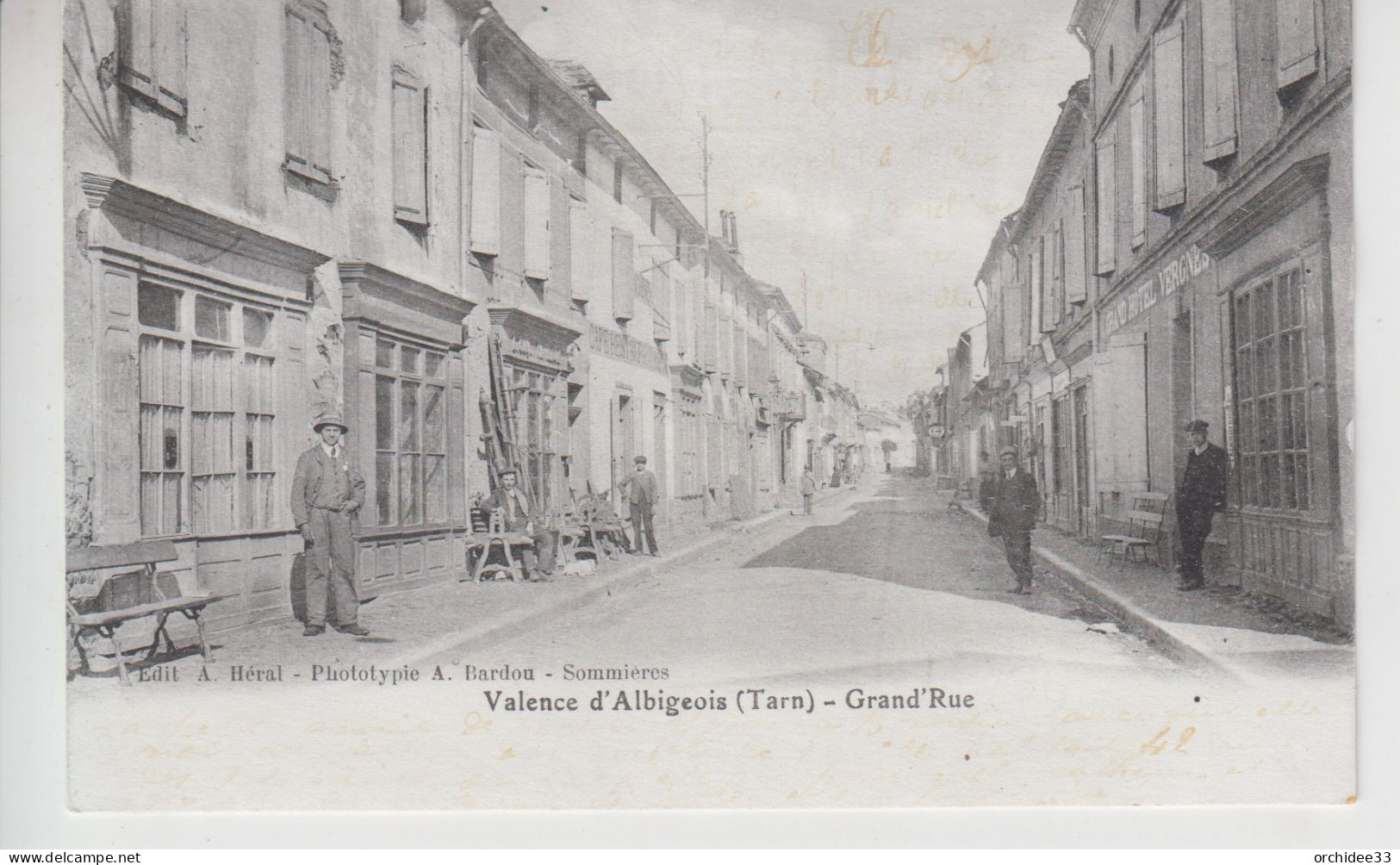 CPA Valence D'Albigeois - Grand'Rue (jolie Animation Devant Grand Hôtel Vergnes) - Valence D'Albigeois