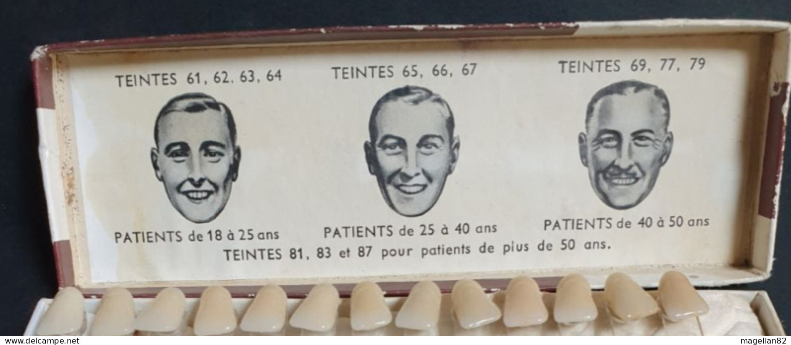 Cabinet De Curiosités. Boite Comprenant Une Palette De Dents Factices Pour Le Choix De Teintes . Docteur  Dentiste - Medical & Dental Equipment